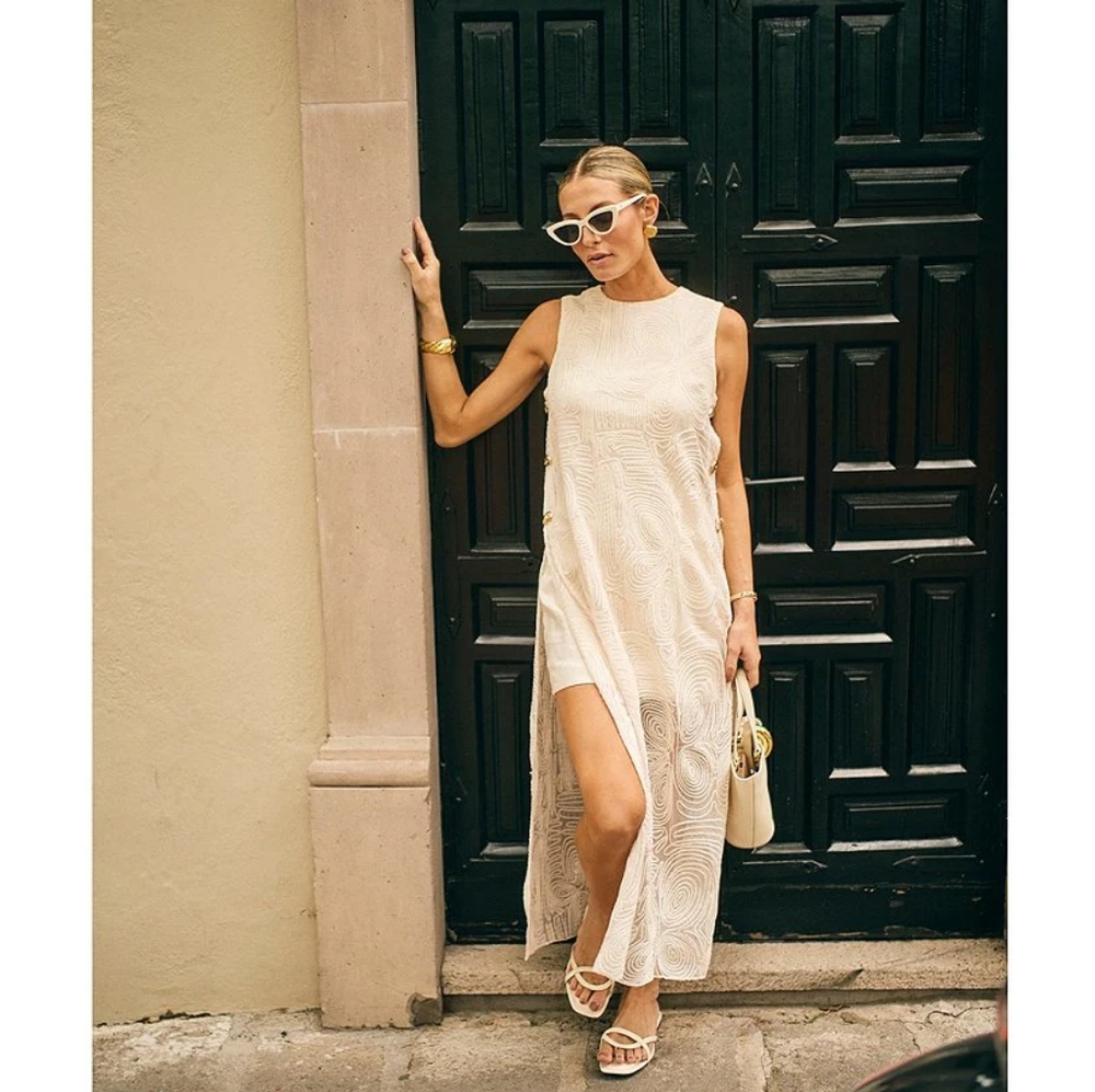 Antonio Melani X M.G. Style Blake Soutache Sleeveless Dress In Cream
